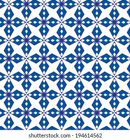 Abstract geometrical blue floral pattern seamless vector background