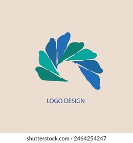 
Abstract geometrical blue leaf shapes logo or icon,abstract heath care symbol,Vector illustration geometric leaves concept.