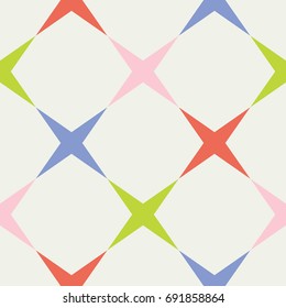 Abstract geometrical bright colored seamless pattern. Modern stylish texture of colorful stars. Repeating geometric tiles of rhombuses. Vector illustration