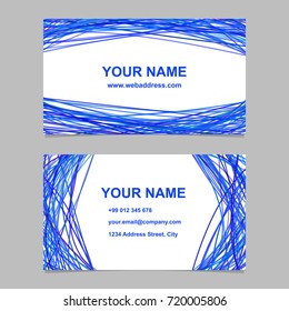 Abstract geometrical business card template design set - vector identity card illustration with curved lines