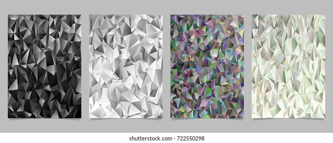 Abstract geometrical chaotic triangle pattern page template set - vector poster, brochure background graphic designs