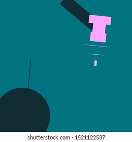 An abstract geometrical composition consisting of chaotically scattered geometric elements. Vector illustration of a style of supermatism. Retro futuristic poster with aesthetics of a vaporwave style.