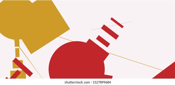 An abstract geometrical composition consisting of chaotically scattered geometric elements. Vector illustration of a style of supermatism. Creative retro poster.
