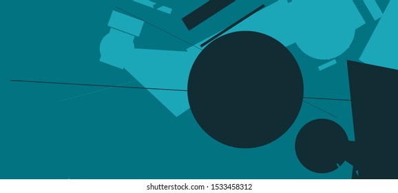 An abstract geometrical composition consisting of chaotically scattered geometric elements. Vector illustration of a style of supermatism. Retro futuristic poster with aesthetics of a vaporwave style.