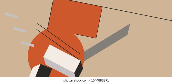 An abstract geometrical composition consisting of chaotically scattered geometric elements. Vector illustration of a style of supermatism. Creative graphic design for poster,brochure,flyer and card.