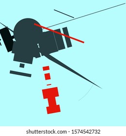 An abstract geometrical composition consisting of chaotically scattered geometric elements. Vector illustration of a style of supermatism. Creative retro futuristic poster.