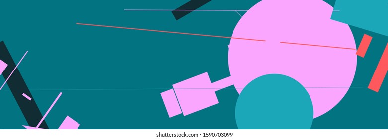 An abstract geometrical composition consisting of chaotically scattered geometric elements. Vector illustration in a style of supermatism. Retro futuristic poster with aesthetics of a vaporwave style.