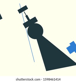 An abstract geometrical composition consisting of chaotically scattered geometric elements. Vector illustration of a style of supermatism. Creative retro poster.