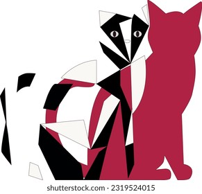 Abstract geometrical drawing of cat