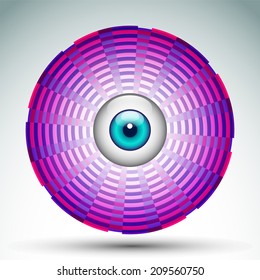 Abstract geometrical eye icon - Vector color eye design. Hi-tech concept