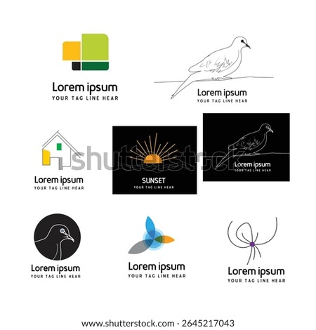 Abstract geometrical flat icons set. Circles connected with lines shapes, variety concept, topology network vector illustrations. Outline signs website category. Editable Strokes