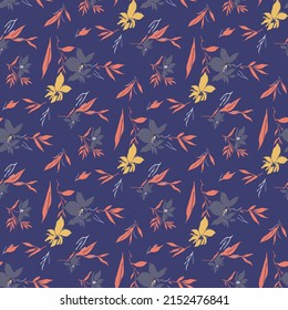 abstract geometrical flower seamless pattern on navy