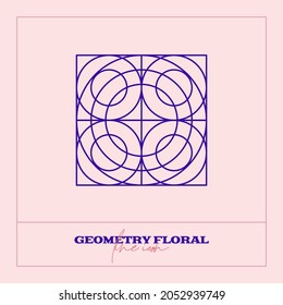 Abstract Geometrical Flower. Simple line icon. Monochrome polygonal plants vector.