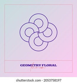 Abstract Geometrical Flower. Simple line icon. Monochrome polygonal plants vector.