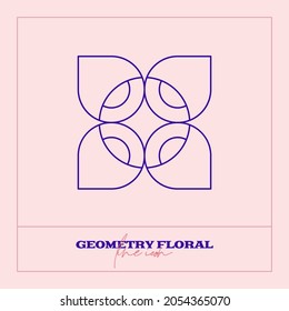 Abstract Geometrical Flower. Simple line icon. Monochrome polygonal plants vector.