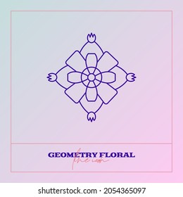Abstract Geometrical Flower. Simple line icon. Monochrome polygonal plants vector.