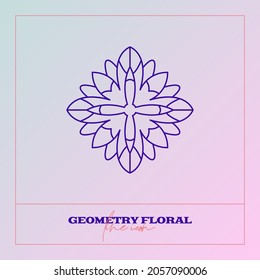 Abstract Geometrical Flower. Simple line icon. Monochrome polygonal plants vector.