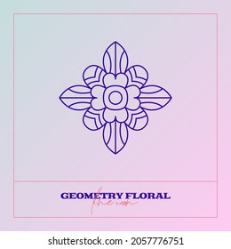 Abstract Geometrical Flower. Simple line icon. Monochrome polygonal plants vector.