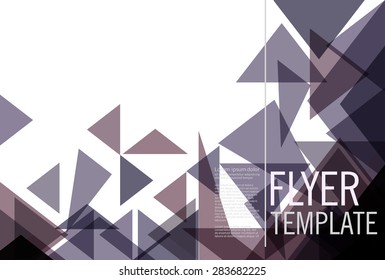 Abstract geometrical flyer background design template with triangle vector elements and space for your message.
