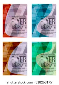 Abstract geometrical flyer set, background design template with triangle vector elements and space for your text
