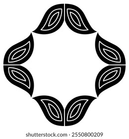 Abstract geometrical frame design. Folk style. Black and white silhouette.