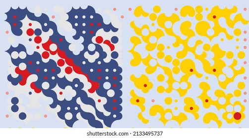 Abstract Geometrical generative computational art illustration.designs created using a grid of circles.
