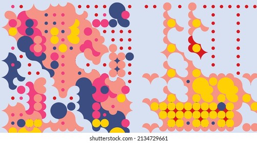 Abstract Geometrical generative computational art illustration.designs created using a grid of circles.