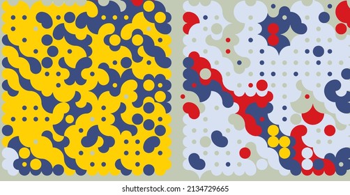 Abstract Geometrical generative computational art illustration.designs created using a grid of circles.