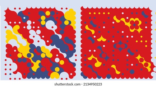 Abstract Geometrical generative computational art illustration.designs created using a grid of circles.