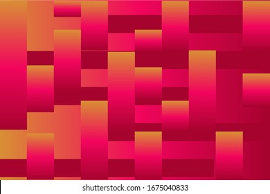 Abstract geometrical glitch gradient background vector design with pink, red and yellow colors