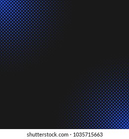 Abstract geometrical halftone dot pattern background - black and blue vector graphic design