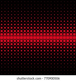 Abstract geometrical halftone dot pattern background - vector graphic from red circles on black background