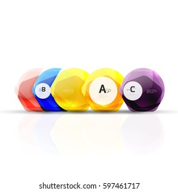 Abstract geometrical hexagon banner. Colorful glossy shiny abstract stones isolated on white