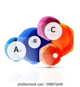 Abstract geometrical hexagon banner. Colorful glossy shiny abstract stones isolated on white