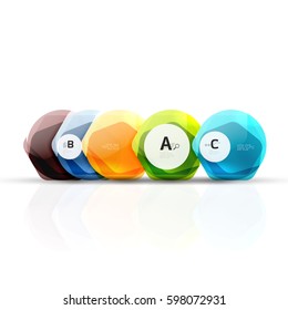 Abstract geometrical hexagon banner. Colorful glossy shiny abstract stones isolated on white