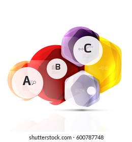 Abstract geometrical hexagon banner. Colorful glossy shiny abstract stones isolated on white