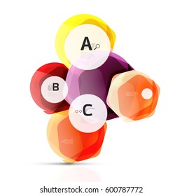 Abstract geometrical hexagon banner. Colorful glossy shiny abstract stones isolated on white