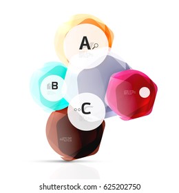 Abstract geometrical hexagon banner. Colorful glossy shiny abstract stones isolated on white