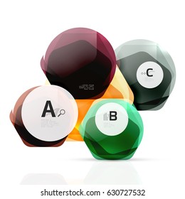 Abstract geometrical hexagon banner. Colorful glossy shiny abstract stones isolated on white