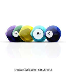 Abstract geometrical hexagon banner. Colorful glossy shiny abstract stones isolated on white