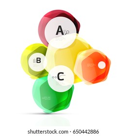 Abstract geometrical hexagon banner. Colorful glossy shiny abstract stones isolated on white