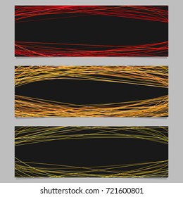 Abstract geometrical horizontal banner background template design set - vector illustration with random arched stripes on black background