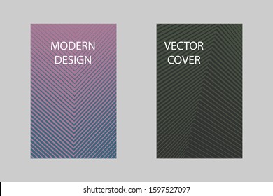 Abstract geometrical lines notebook cover vector. Minimalistic notepad cover surface set. Colorful title page pattern for school.