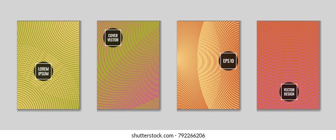 Abstract geometrical lines notebook cover background. Minimalistic notepad cover template set. Colorful title page background for corporate notebook, dairy or notepad.