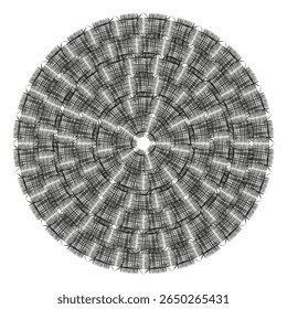 Mandala geométrica abstrata. Padrão circular complexo. Ilustração decorativa vetorial. Composição espiritual intrincada.