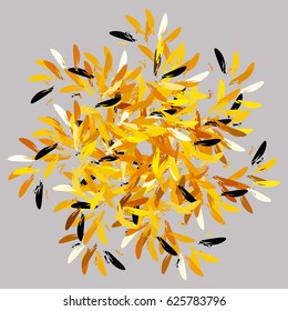 Abstract geometrical mandala isolated on gray background. Autumn yellow, orange colors. Kaleidoscope effect. Arabic, Indian, ottoman motifs.
