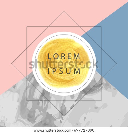 Abstract geometrical marble background with gold spot for text. Vector modern template for design, party, birthday, wedding, invitation, web, banner, card.