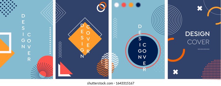 Abstract geometrical memphis style colorful theme vector illustration geometrical background wallpaper, Background in restrained sustained tempered style. Magazine, leaflet, billboard, sale