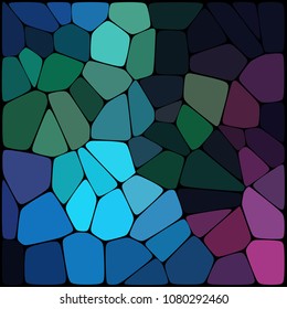 Abstract geometrical multicolored background consisting of geometric elements arranged on a black background. Vector illustration. Purple, blue, black green colors.