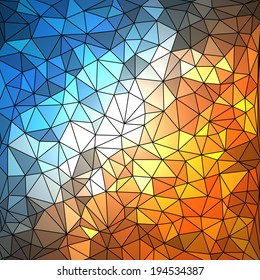 Abstract geometrical multicolored background consisting of bright triangular elements arranged on black